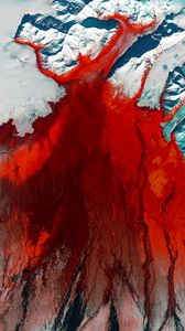 Preview wallpaper glacier, aerial view, relief, ice, red
