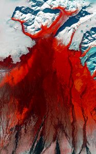 Preview wallpaper glacier, aerial view, relief, ice, red