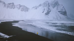 Preview wallpaper glacier, coast, snow, loneliness, iceland