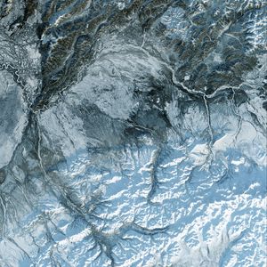 Preview wallpaper glacier, ice, aerial view, snow, texture