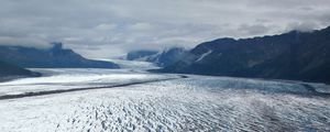 Preview wallpaper glacier, ice, mountains, clouds, landscape