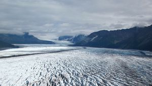 Preview wallpaper glacier, ice, mountains, clouds, landscape