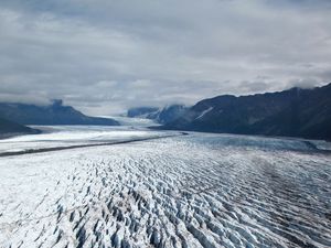 Preview wallpaper glacier, ice, mountains, clouds, landscape