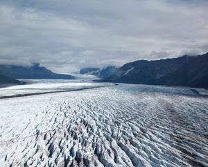 Preview wallpaper glacier, ice, mountains, clouds, landscape