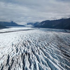 Preview wallpaper glacier, ice, mountains, clouds, landscape