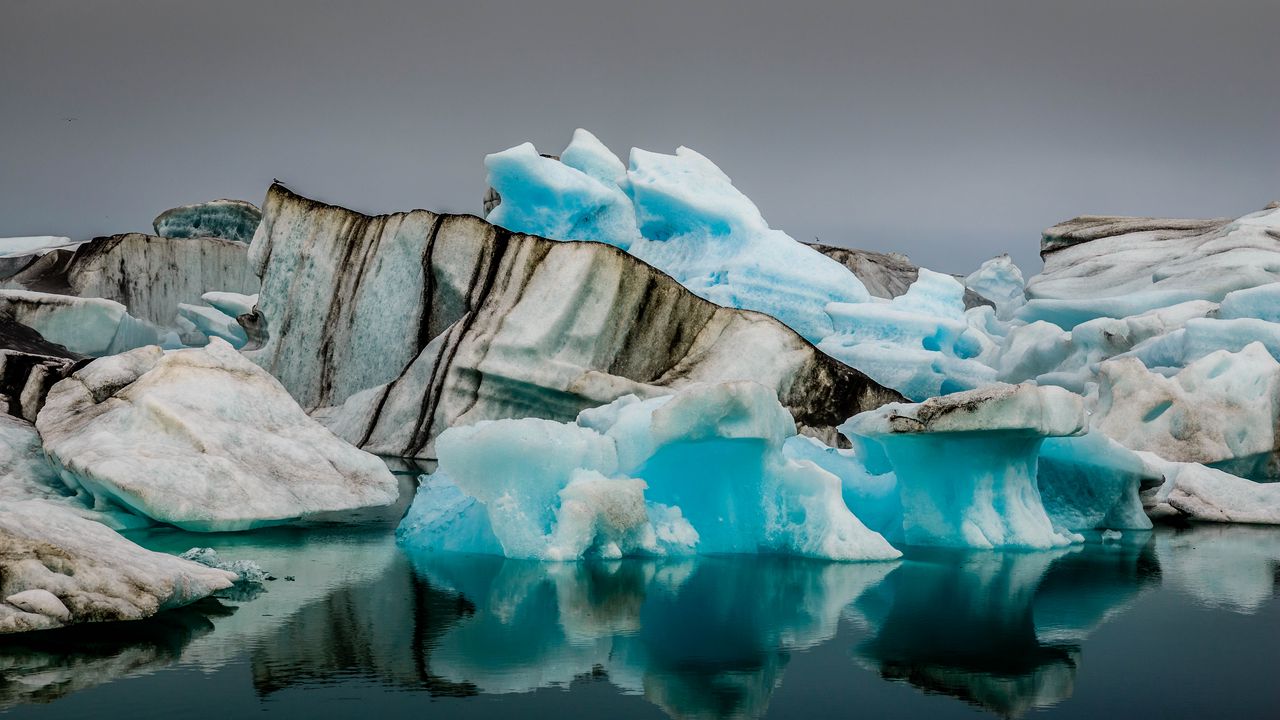 Wallpaper glacier, ice, ocean, reflection, nature