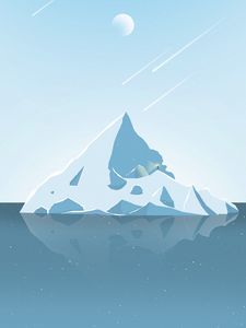 Preview wallpaper glacier, ice, silhouette, moon, art, minimalism