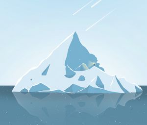Preview wallpaper glacier, ice, silhouette, moon, art, minimalism