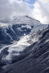 Preview wallpaper glacier, mountain, fog, clouds