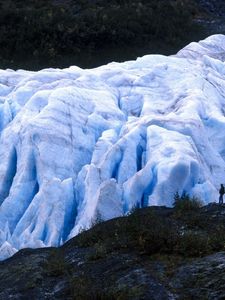 Preview wallpaper glacier, person, cold, alaska