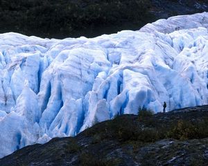 Preview wallpaper glacier, person, cold, alaska