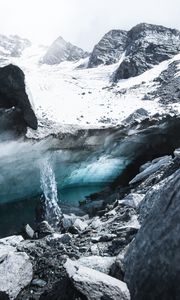 Preview wallpaper glacier, rocks, stones, ice, water