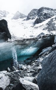 Preview wallpaper glacier, rocks, stones, ice, water