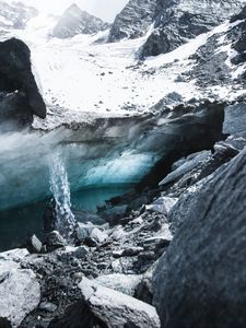 Preview wallpaper glacier, rocks, stones, ice, water