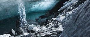 Preview wallpaper glacier, rocks, stones, ice, water