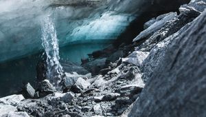 Preview wallpaper glacier, rocks, stones, ice, water