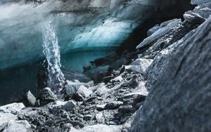 Preview wallpaper glacier, rocks, stones, ice, water