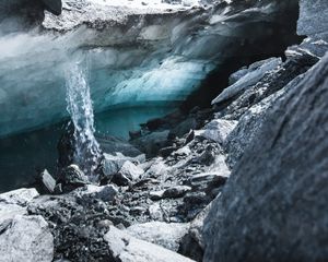 Preview wallpaper glacier, rocks, stones, ice, water