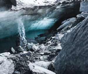 Preview wallpaper glacier, rocks, stones, ice, water