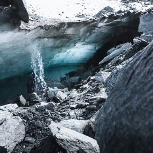 Preview wallpaper glacier, rocks, stones, ice, water