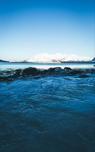 Preview wallpaper glacier, water, ice, lake, sky, horizon