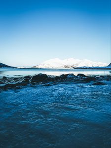 Preview wallpaper glacier, water, ice, lake, sky, horizon