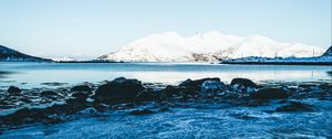 Preview wallpaper glacier, water, ice, lake, sky, horizon