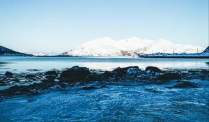 Preview wallpaper glacier, water, ice, lake, sky, horizon