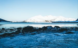 Preview wallpaper glacier, water, ice, lake, sky, horizon