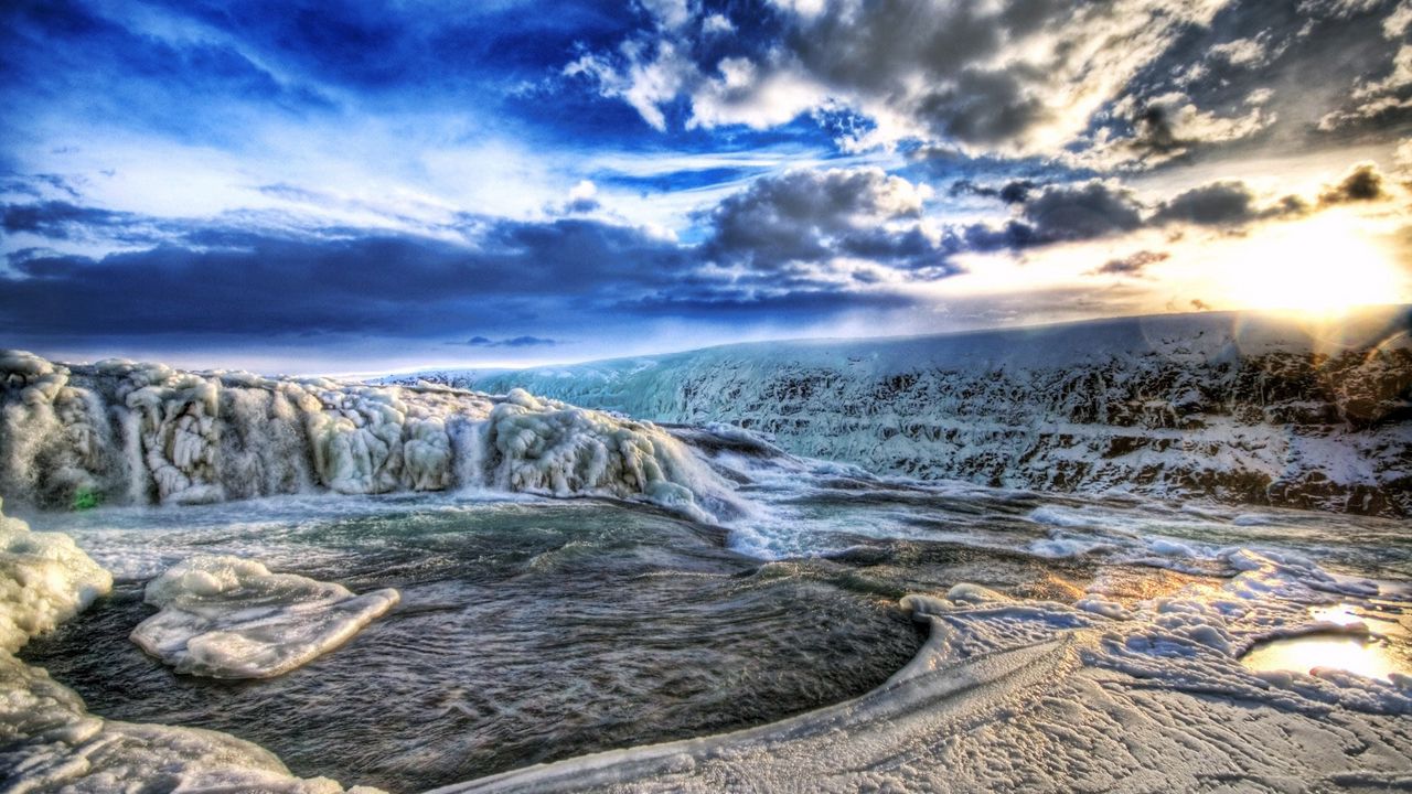 Wallpaper glaciers, cold, mountains, winter, hdr