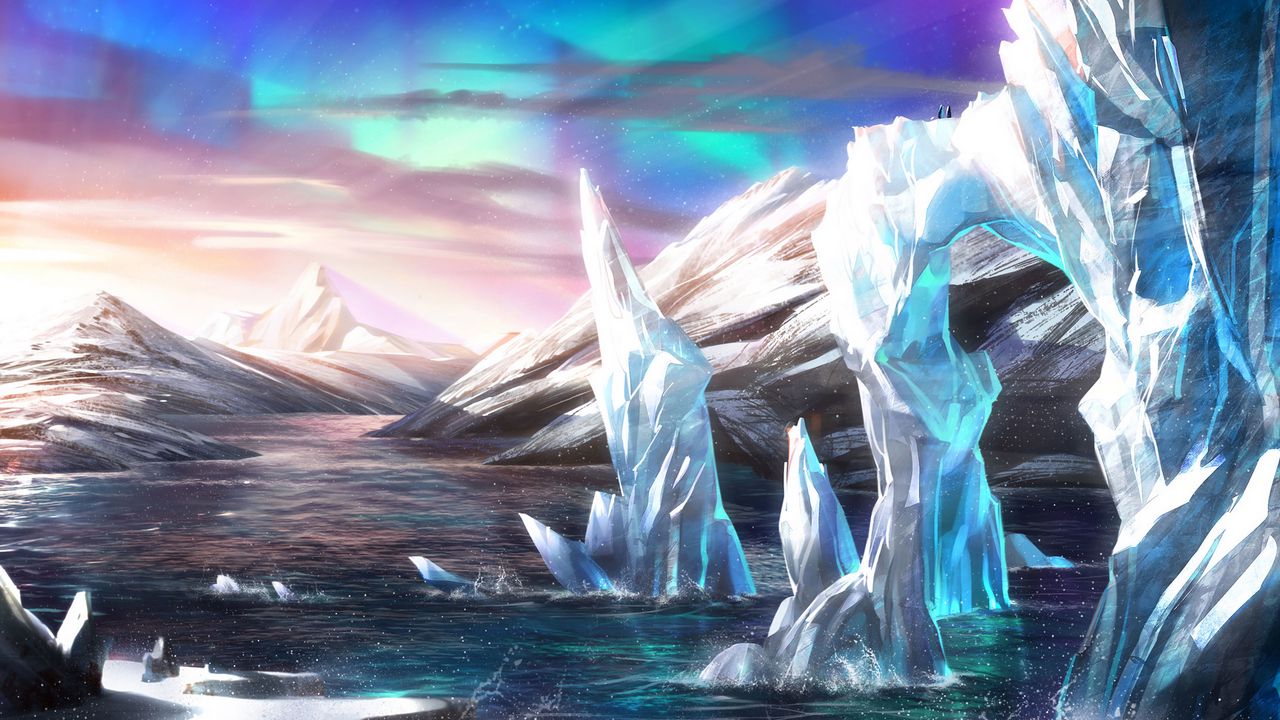 Wallpaper glaciers, ice, ice blocks, snow, art