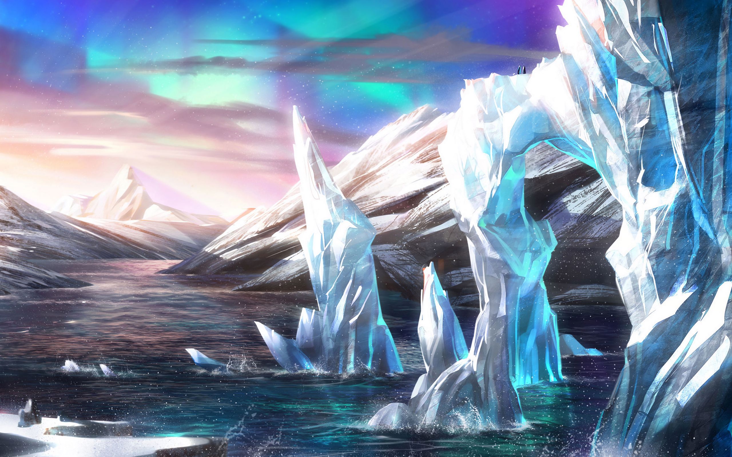 Download wallpaper 2560x1600 glaciers, ice, ice blocks, snow, art ...