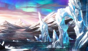 Preview wallpaper glaciers, ice, ice blocks, snow, art