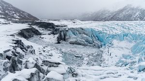 Preview wallpaper glaciers, snow, rocks, white