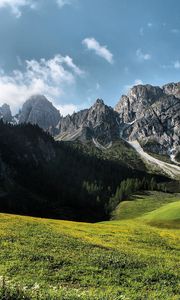 Preview wallpaper glade, mountains, summer, green, landscape, day