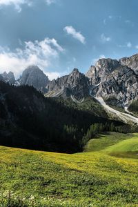 Preview wallpaper glade, mountains, summer, green, landscape, day