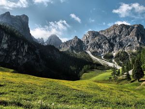 Preview wallpaper glade, mountains, summer, green, landscape, day