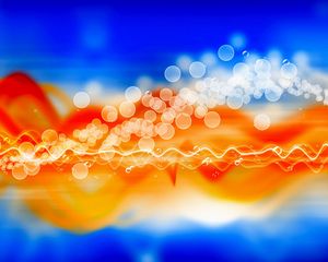 Preview wallpaper glare, bokeh, circles, blue, orange, wavy