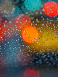 Preview wallpaper glare, bokeh, drops, glass, surface