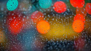 Preview wallpaper glare, bokeh, drops, glass, surface