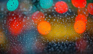 Preview wallpaper glare, bokeh, drops, glass, surface