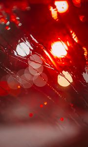 Preview wallpaper glare, bokeh, glass, drops, moisture, red