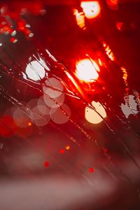 Preview wallpaper glare, bokeh, glass, drops, moisture, red