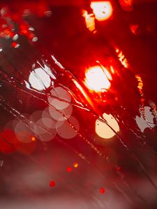 Preview wallpaper glare, bokeh, glass, drops, moisture, red