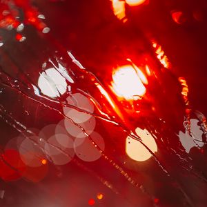 Preview wallpaper glare, bokeh, glass, drops, moisture, red