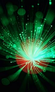 Preview wallpaper glare, bokeh, optical fiber, fiberglass, green, light