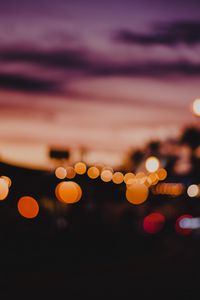 Preview wallpaper glare, bokeh, sunset, night, blur, dark