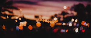 Preview wallpaper glare, bokeh, sunset, night, blur, dark