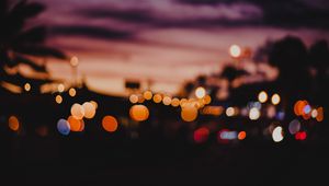 Preview wallpaper glare, bokeh, sunset, night, blur, dark