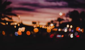 Preview wallpaper glare, bokeh, sunset, night, blur, dark